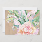 ハッピーエバーアフター アーティスティック ウォータカラー フローラル ウッド 招待状 (裏面)