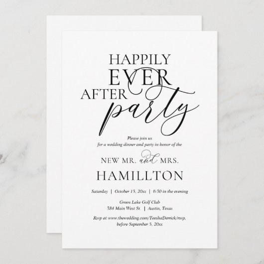ハッピーエバーアフター ウェディングディナー&パーティー 招待状 (正面/裏面)