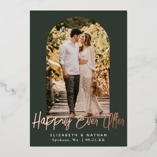 ハッピーエバーアフター ウェディング アーチ フレーム フォト 箔招待状 (正面)