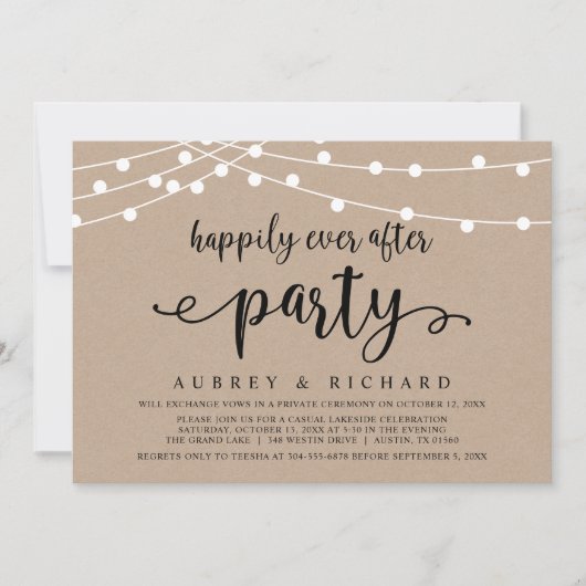 ハッピーエバーアフター ウェディング エロープメント カジュアルパーティー 招待状 (正面)