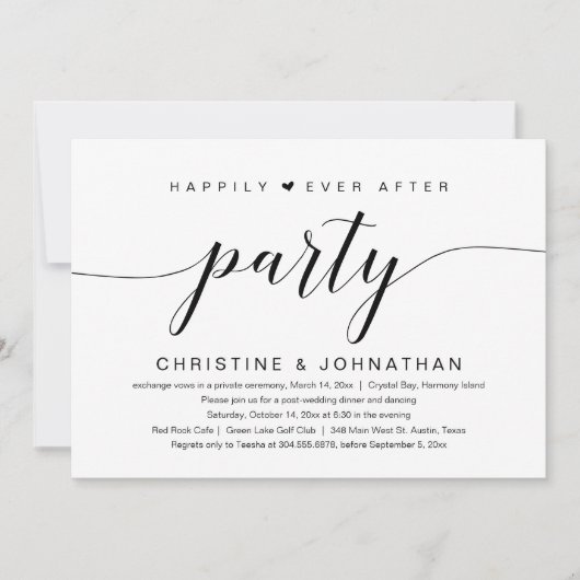 ハッピーエバーアフター ウェディング エロープメント パーティー 招待状 (正面)