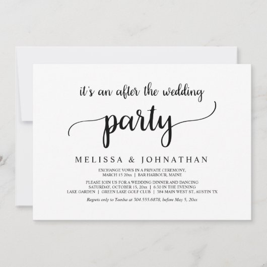 ハッピーエバーアフター ウェディング エロープメント パーティー 招待状 (正面)