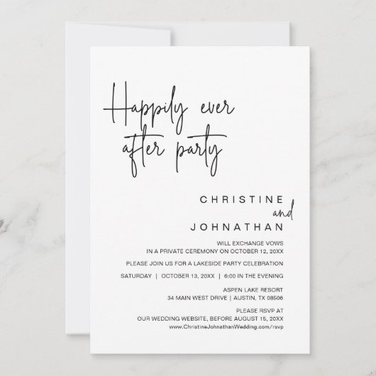 ハッピーエバーアフター ウェディング エロープメント パーティー 招待状 (正面)