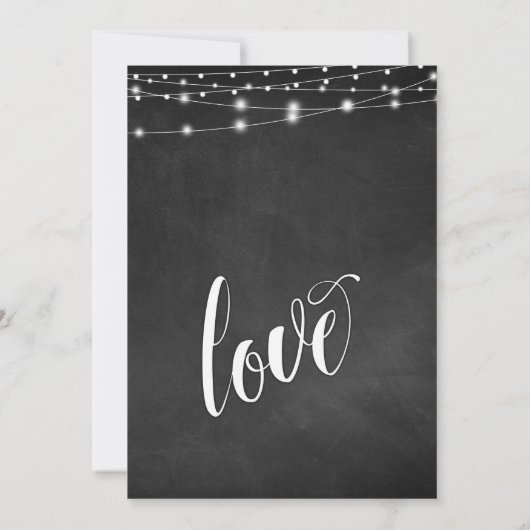 ハッピーエバーアフター タイポグラフィ チョークボード ライト 招待状 (裏面)