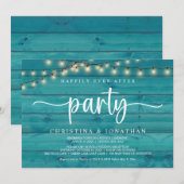 ハッピーエバーアフター パーティー、ストリング ライトの挙式 招待状 (正面/裏面)