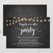 ハッピーエバーアフター パーティー、ストリング ライトの挙式 招待状 (正面/裏面)