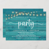 ハッピーエバーアフター パーティー、ストリング ライトの秘密の結婚式 招待状 (正面/裏面)