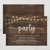 ハッピーエバーアフター パーティー、ストリング ライトの秘密の結婚式 招待状 (正面/裏面)