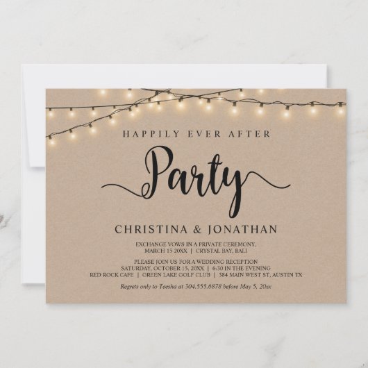 ハッピーエバーアフター パーティー,  ストリング ライト エルオープメント 招待状 (正面)
