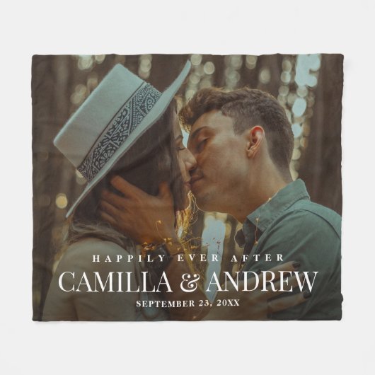 ハッピーエバーアフター フォト ウェディング フリースブランケット (正面(横))