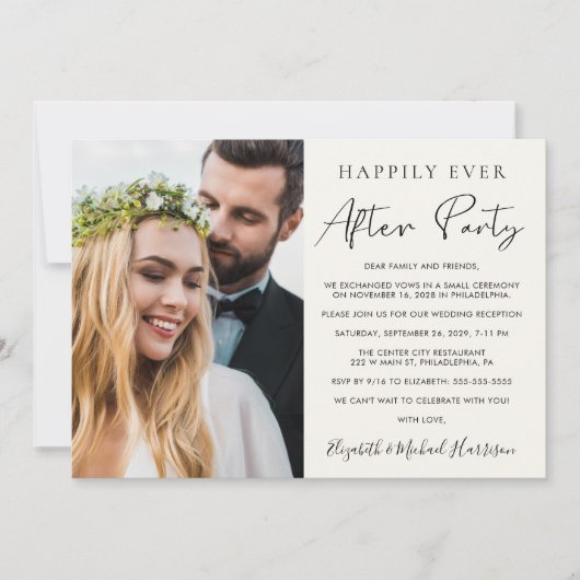 ハッピーエバーアフター フォト クリーム ウェディング レセプション 招待状 (正面)