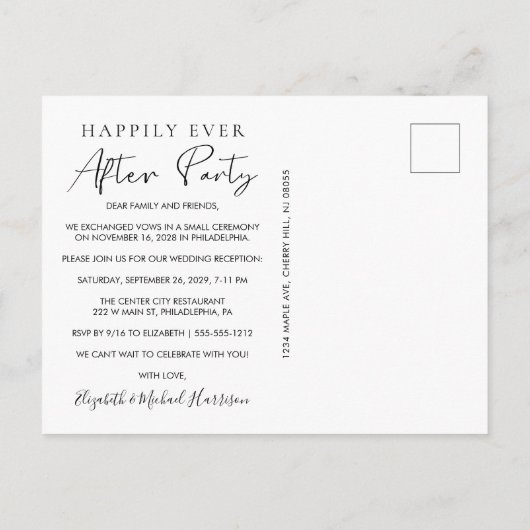 ハッピーエバーアフター フォト レセプション インビテーションポストカード (裏面)