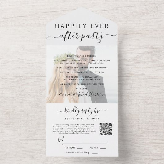 ハッピーエバーアフター フォト QRコード ウェディング レセプション オールインワン招待状 (内側)
