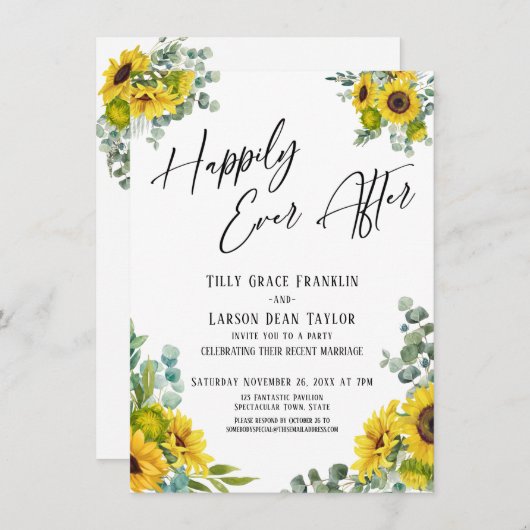 ハッピーエバーアフター ユーカリ ヒマワリ パーティー 招待状 (正面/裏面)