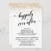 ハッピーエバーアフター　レセプションのみ　ゴールドの飾り紙 招待状 (正面/裏面)