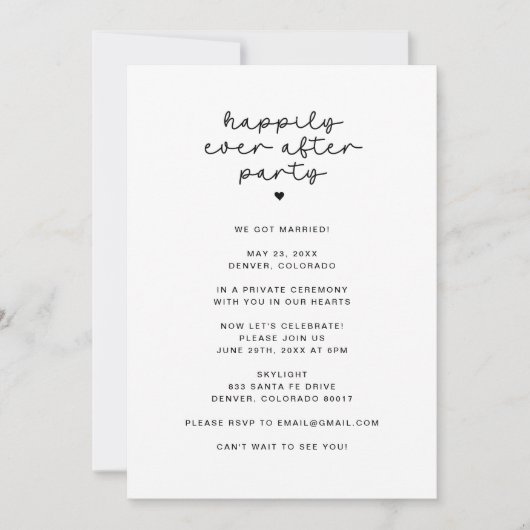 ハッピーエバーアフター レセプションのみ パーティー フォト 招待状 (正面)