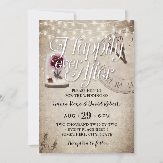 ハッピーエバーアフター ヴィンテージ フェアリーテイル ウェディング 招待状 (正面)