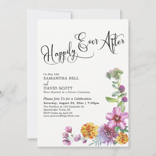 ハッピーエバーアフター 水彩花 結婚式場 招待状 (正面)