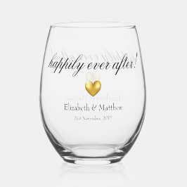 ハッピーエバーアフター 結婚記念日記念品 ステムなしワイングラス