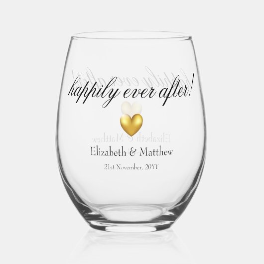 ハッピーエバーアフター 結婚記念日記念品 ステムなしワイングラス (正面)
