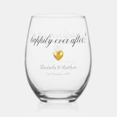 ハッピーエバーアフター 結婚記念日記念品 ステムなしワイングラス (裏面)