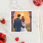 ハッピーエバーアフター 花嫁と花婿の水彩 結婚式 スタンダードカクテルナプキン (インサイチュ)