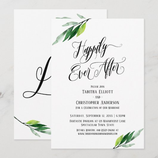 ハッピーエバーアフター 詳細な脚本 緑豊かな情景 招待状 (正面/裏面)