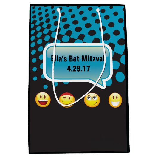 ハッピーエモジバーバルミツワー抱き枕 ミディアムペーパーバッグ (正面)