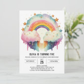 ハッピーエレガントクラウドガール誕生日 招待状 (スタンド正面)