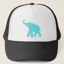 ハッピーエレファントアートターコイズパタモダンーン キャップ