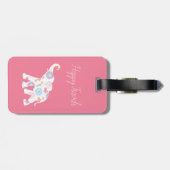 ハッピーエレファントアーユニークト素晴らしピンク ラゲッジタグ (裏面横)