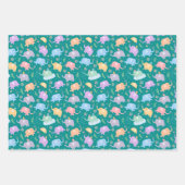 ハッピーエレファントガーデンパーティーw傘フラワーズ ラッピングペーパーシート (正面)