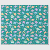ハッピーエレファントガーデンパーティーw傘フラワーズ ラッピングペーパー (フラット)
