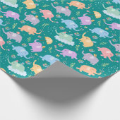 ハッピーエレファントガーデンパーティーw傘フラワーズ ラッピングペーパー (角)