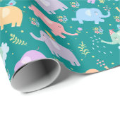 ハッピーエレファントガーデンパーティーw傘フラワーズ ラッピングペーパー (ロールコーナー)