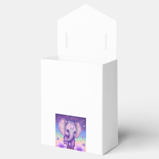 ハッピーエレファントパープル花誕生日お願いボックス フェイバーボックス (オープン)