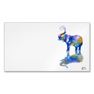 ハッピーエレファント水絵画彩 マグネット名刺
