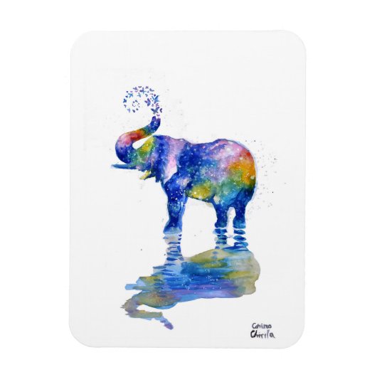 ハッピーエレファント水絵画彩  マグネット (縦)