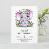 ハッピーエレファント1st誕生日デジタル 招待状 (スタンド正面)