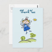 ハッピーエンジェルフェアリージャンピングと踊りありがとう ポストカード (正面/裏面)