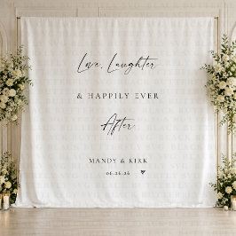 ハッピーエンドの愛と笑いの結婚式背景バナー タペストリー