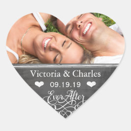 ハッピーエンドの黒板結婚式 案内状シール ハートシール