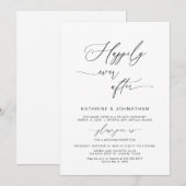 ハッピーエンドを祝福して。ブラックフォント。ふたりだけの結婚式パーティー 招待状 (正面/裏面)