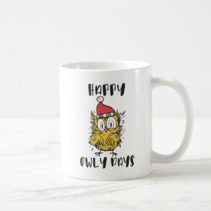 ハッピーオウリー日おもしろいサンタフクロウ コーヒーマグカップ