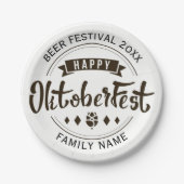 ハッピーオクトバーフェストモダンタイポグラフィテンプレート ペーパープレート (正面)