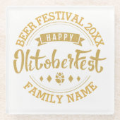 ハッピーオクトバーフェストモダンタイポグラフィビールフェスティバル ガラスコースター (正面)