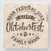 ハッピーオクトバーフェストモダンタイポグラフィビールフェスティバル ストーンコースター (正面)
