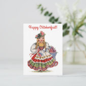 ハッピーオクトーバーフェストドイツドイツ女性旅行 ポストカード (スタンド正面)