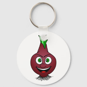 ハッピーオニオンビーガン野菜イラストレーション キーホルダー