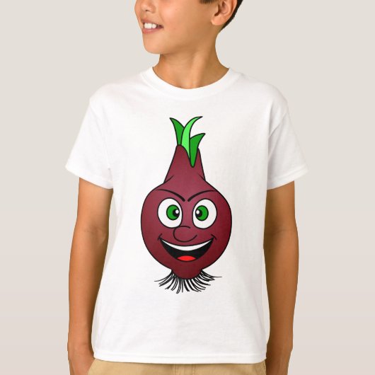 ハッピーオニオンビーガン野菜イラストレーション Tシャツ (正面)